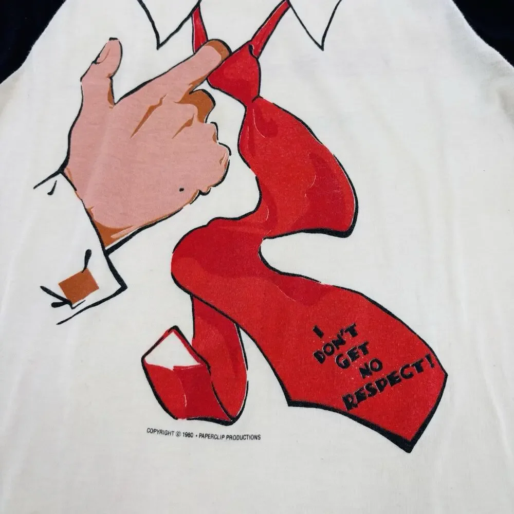 Vintage Rodney Dangerfield No Respect T Shirt Medium White Black Ragland 1980 - Picture 4 of 14